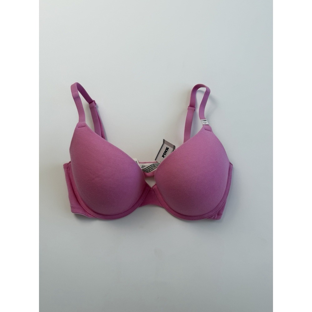 Victoria's Secret PINK Push Up Bra 32DD Pink Logo Underwire Adjustable